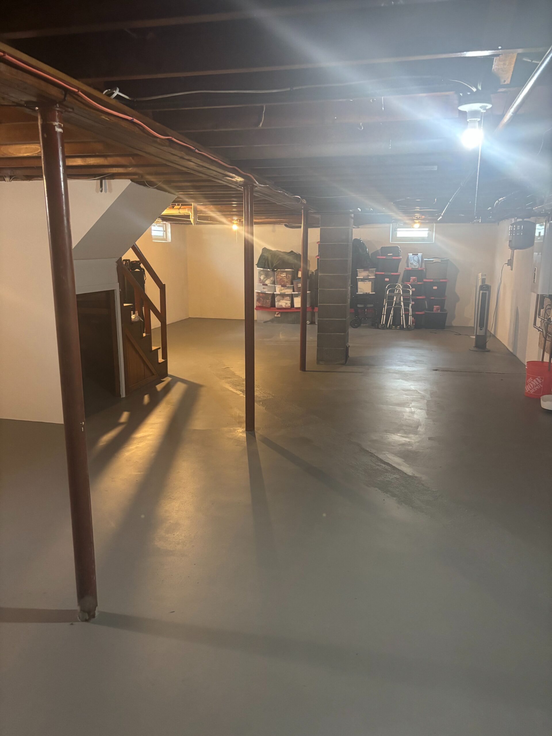 cellar basement water damage restoration after-squeezed